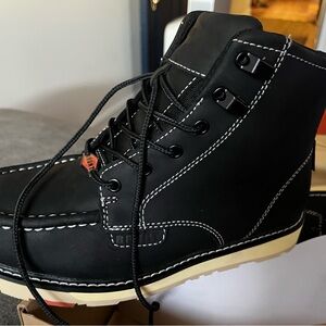 BRUNT Men's Marin 6" Soft Toe Leather Work Boots Black Brand New Size 7